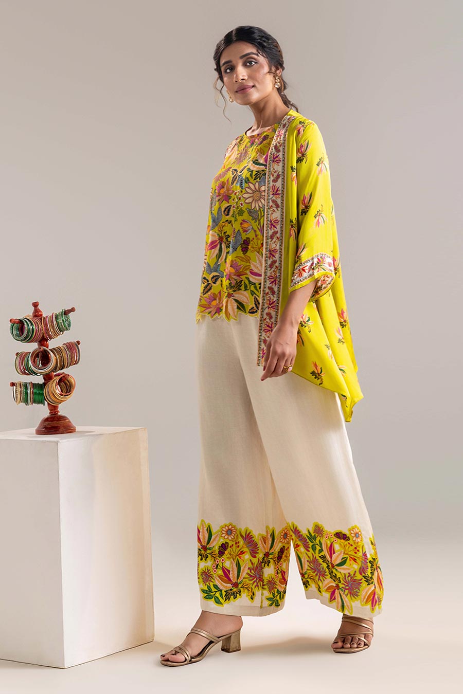 Yellow Aarani Embellished Co-Ord Set With Jacket