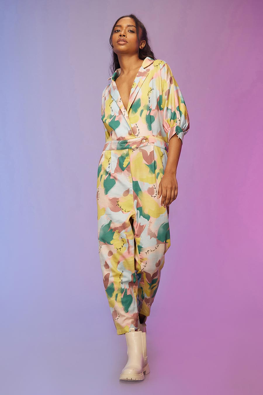 Yellow Multicolour Print Jumpsuit