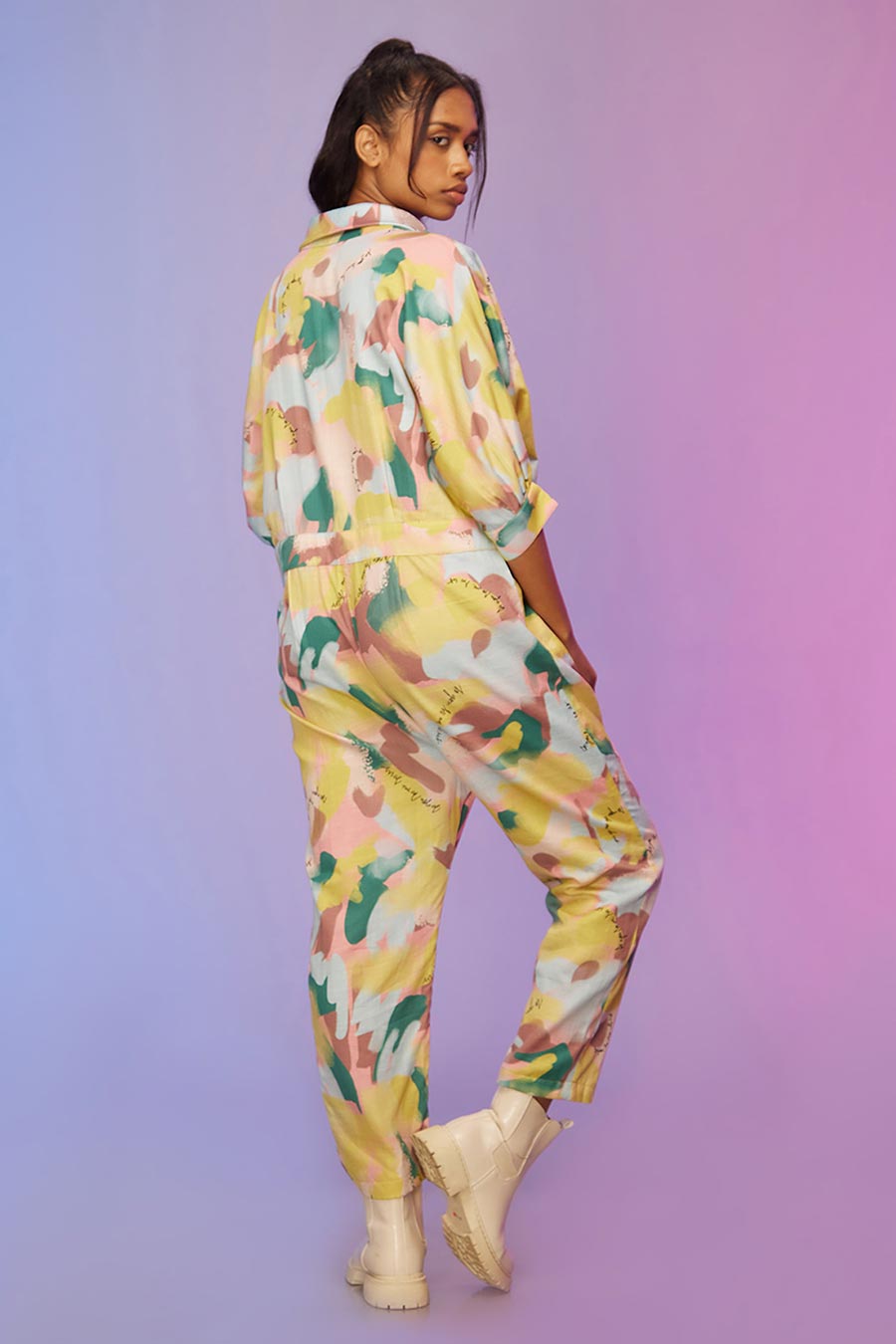 Yellow Multicolour Print Jumpsuit