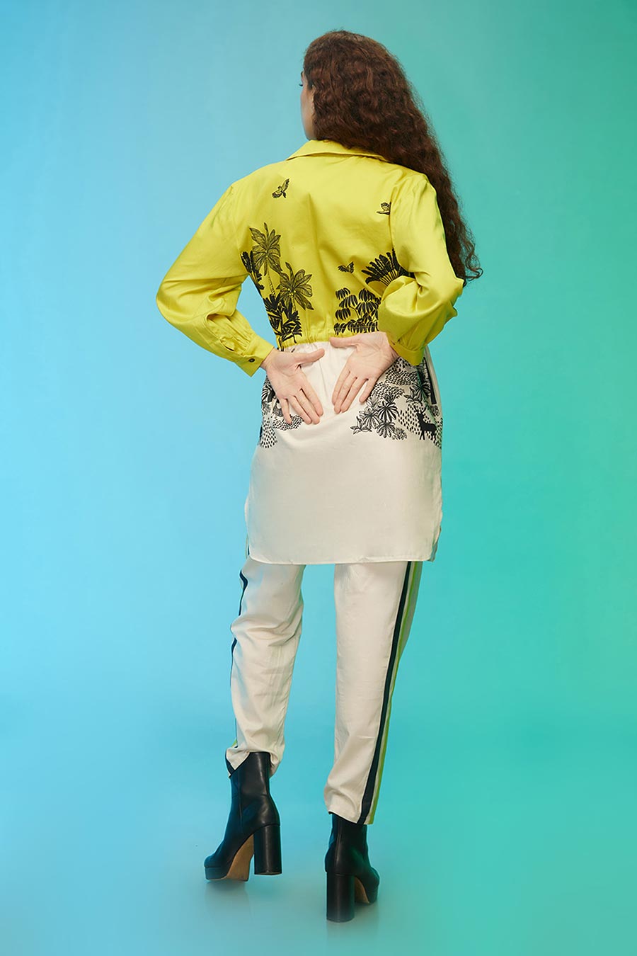 Green & White Tropical Print Co-Ord Set