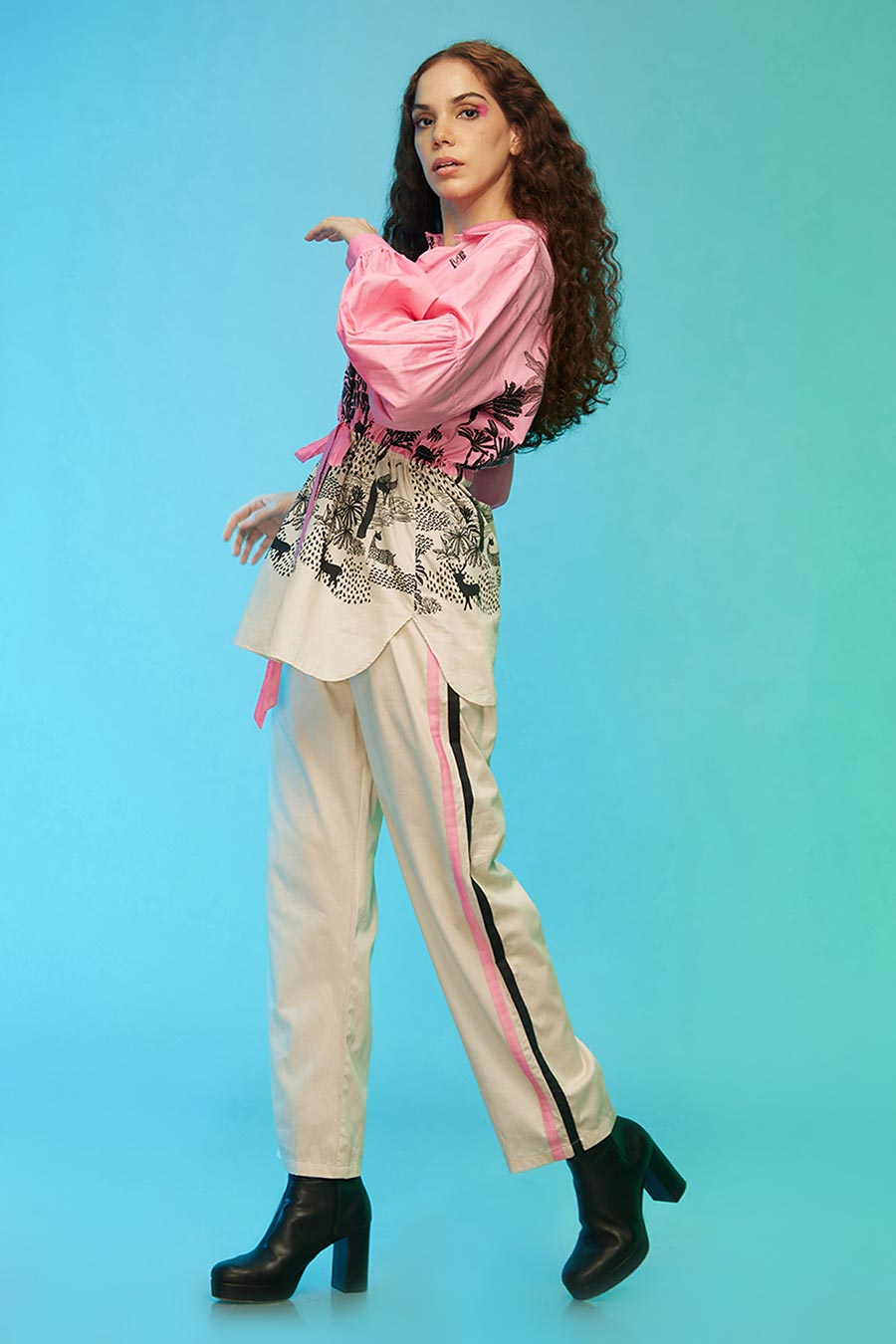 Pink & White Tropical Print Co-Ord Set