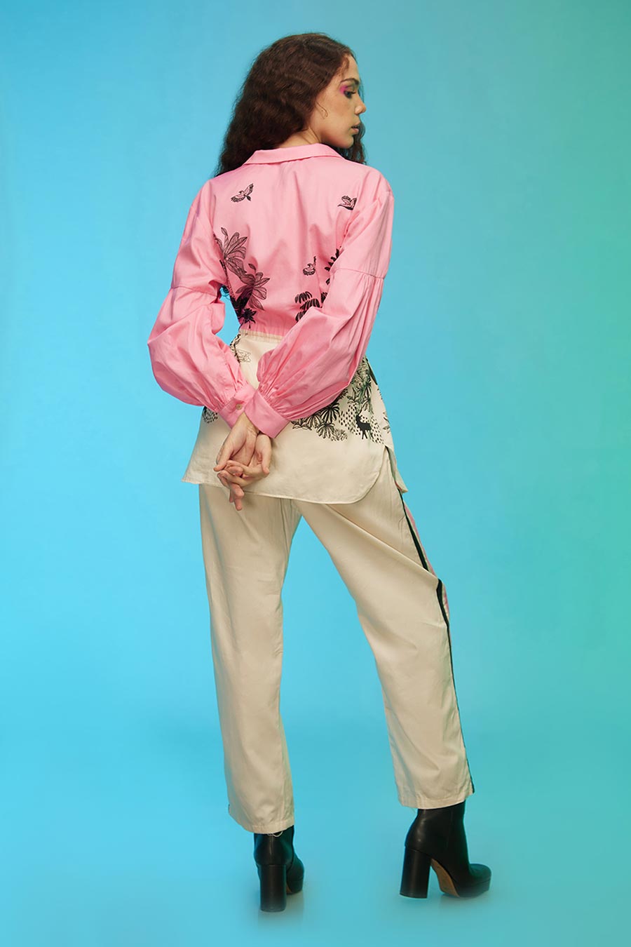 Pink & White Tropical Print Co-Ord Set