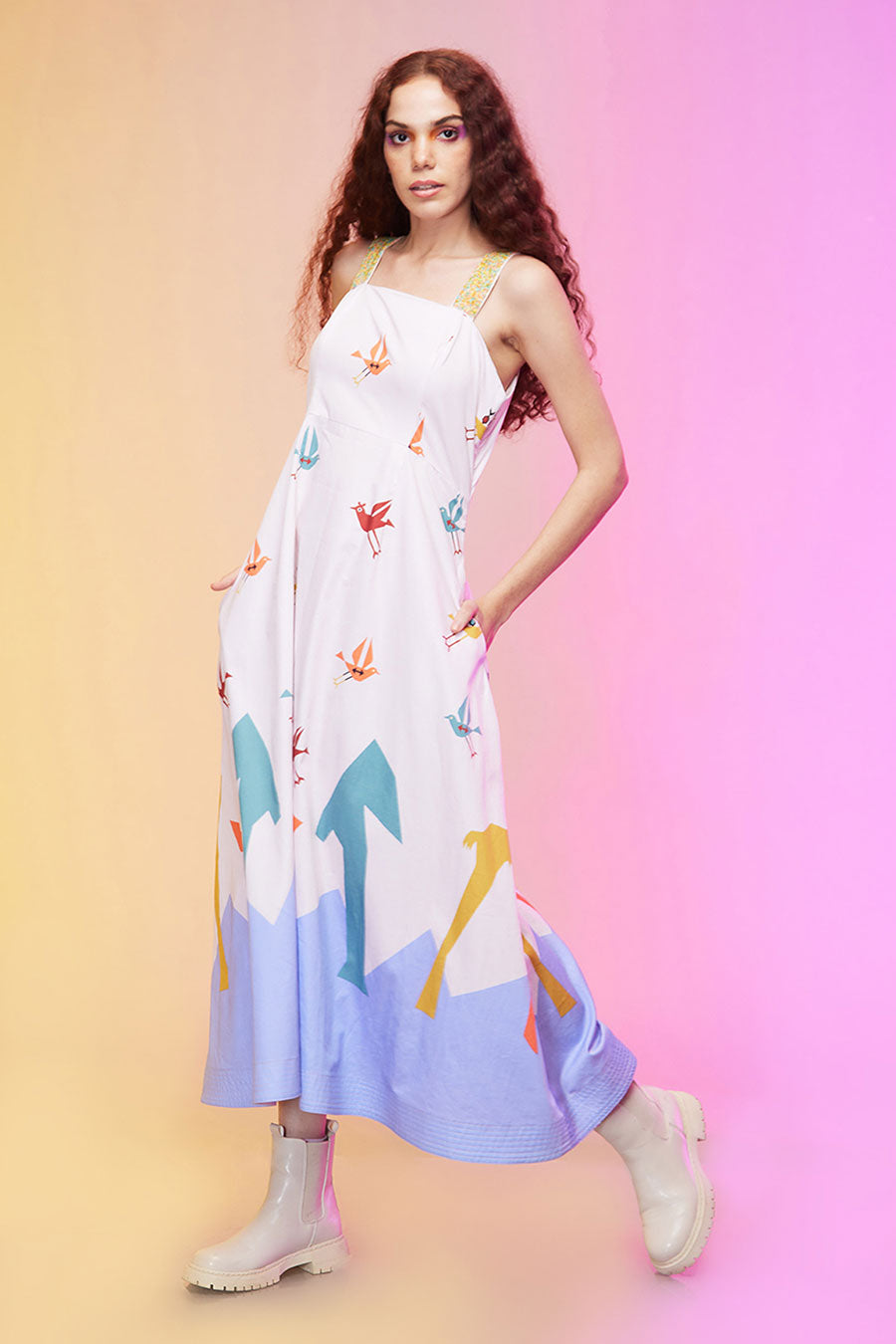 Multicolour Abstract Print Long Dress