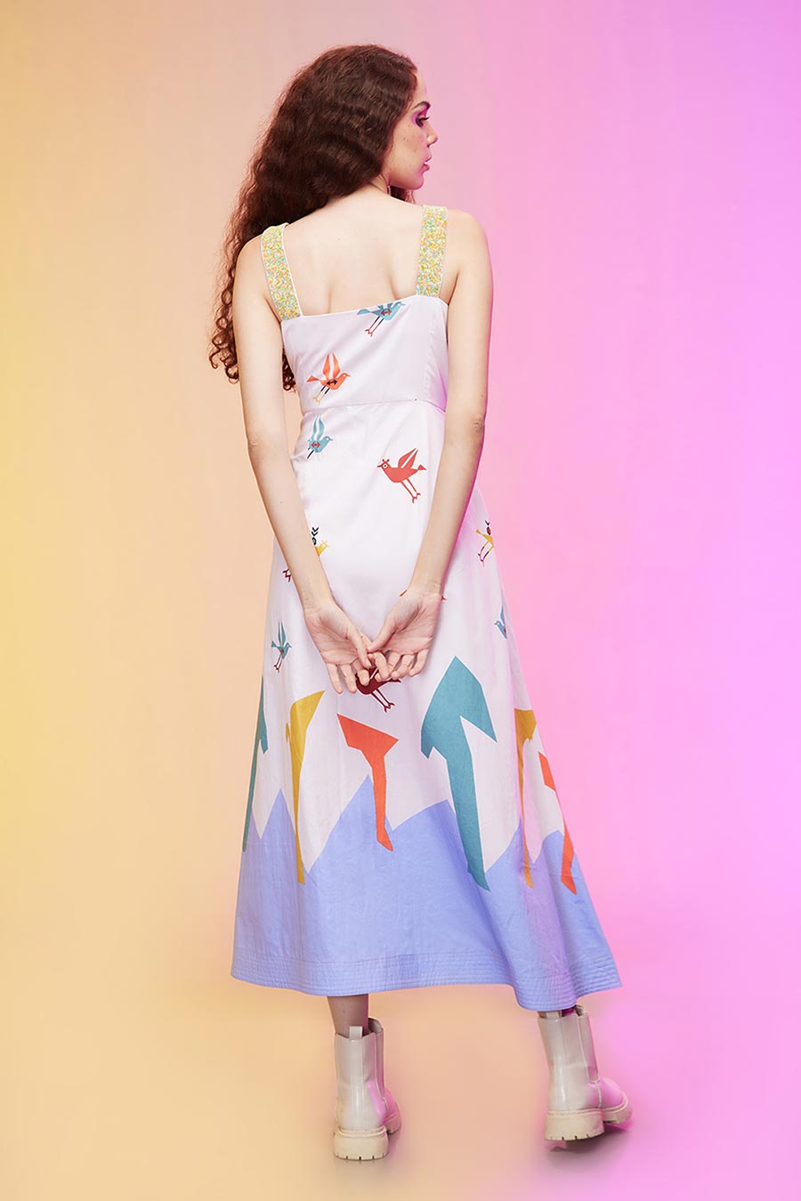 Multicolour Abstract Print Long Dress