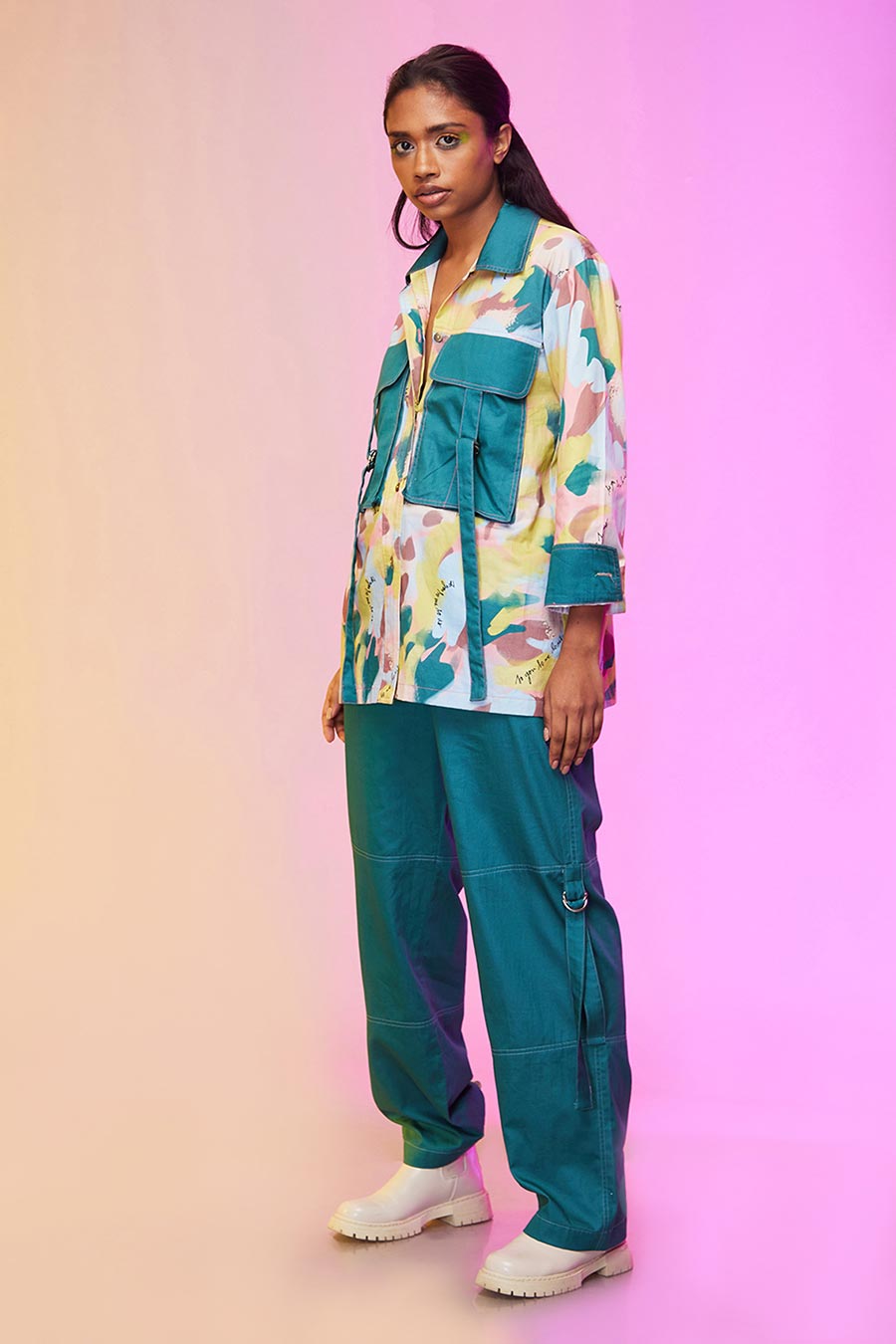 Multicolour Printed Shirt & Pant Co-Ord Set