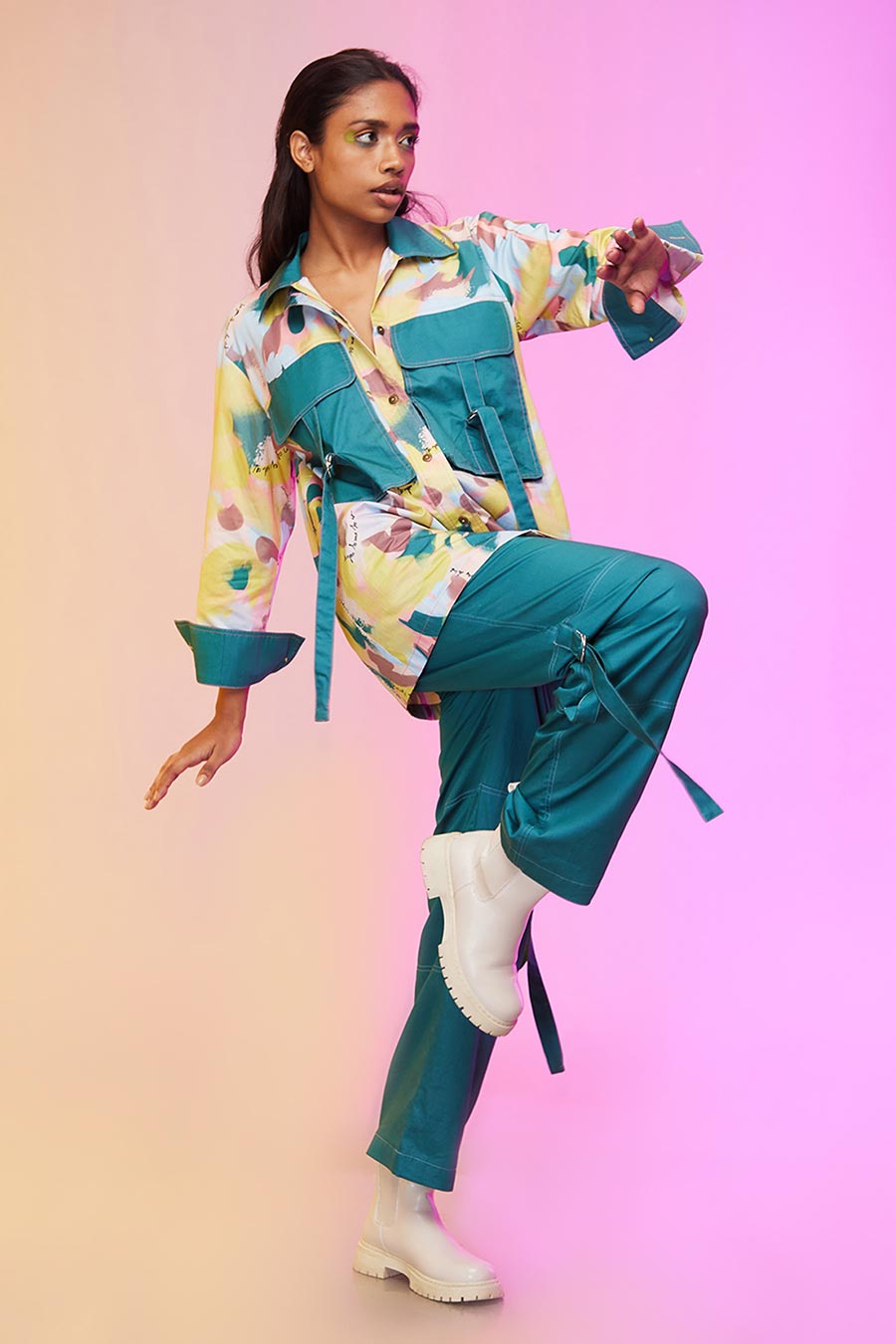 Multicolour Printed Shirt & Pant Co-Ord Set