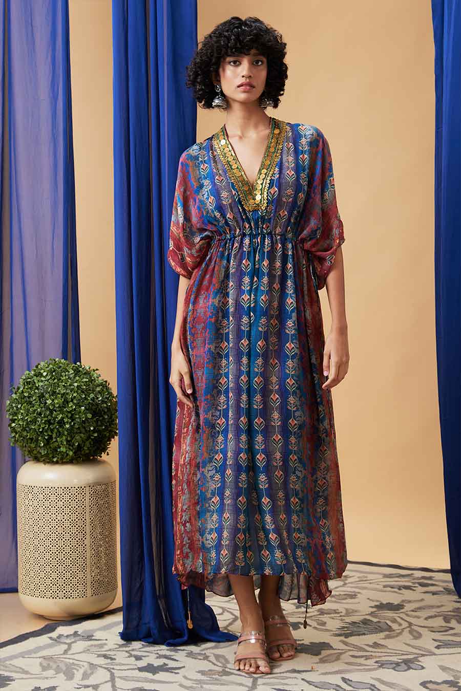 Blue Adah Embroidered Maxi Dress