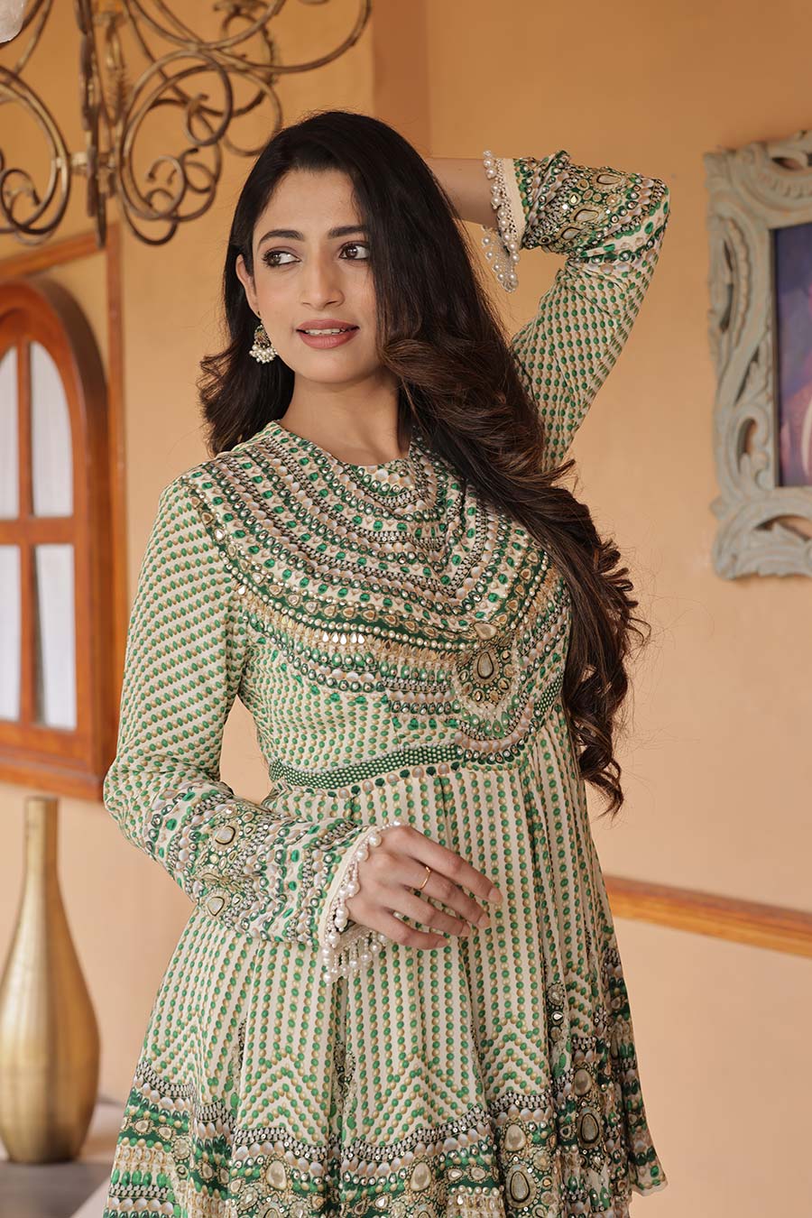 Ivory Printed 2Pc Peplum Kurta & Sharara Set