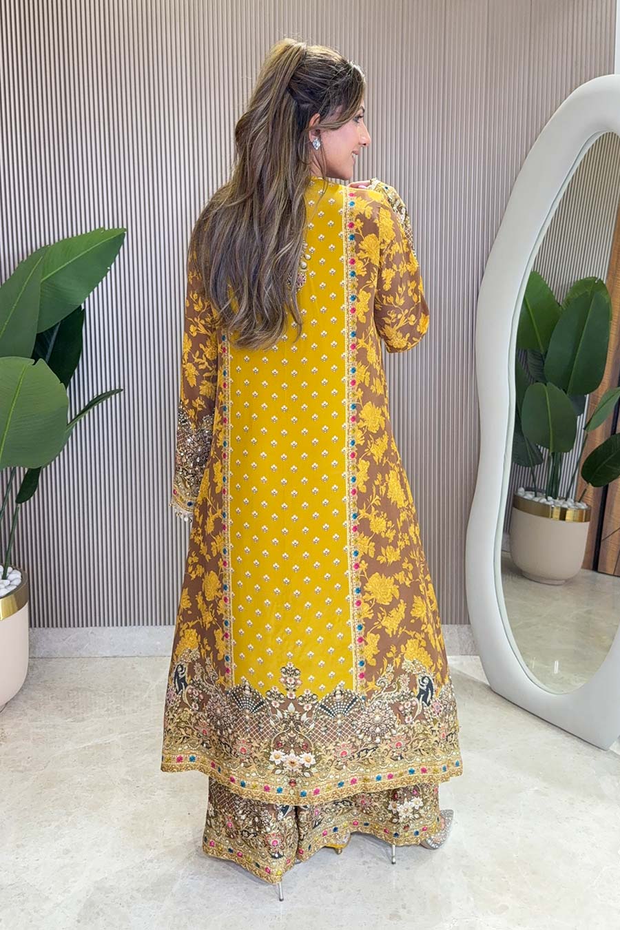 Rooh Yellow Embellished Kurta & Palazzo Set With Dupatta