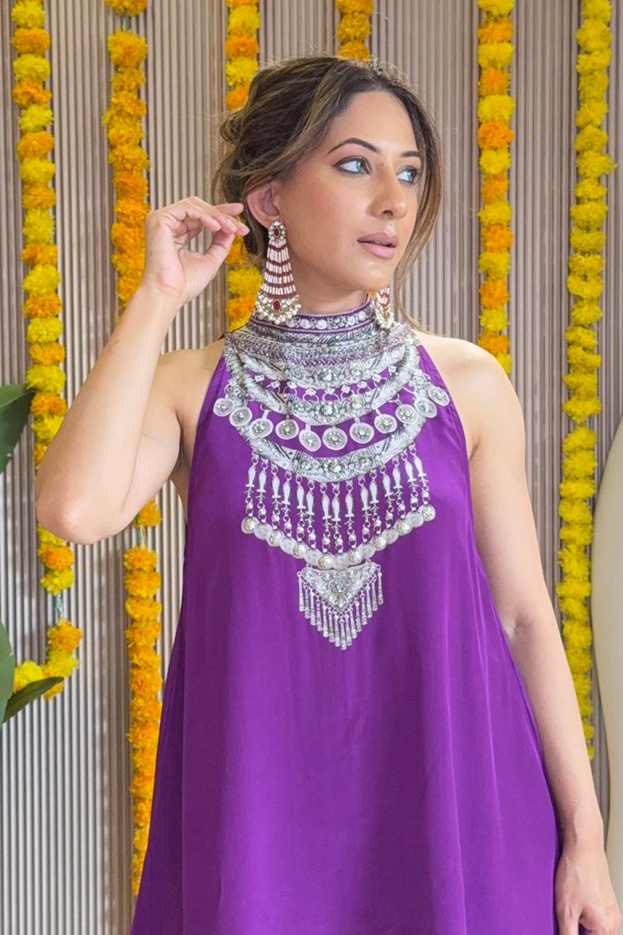 Zaira Halter Neck Printed Sharara Set