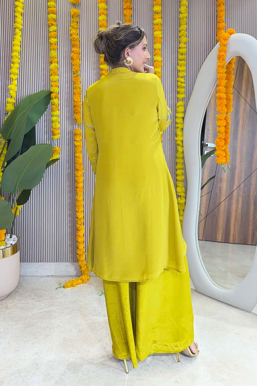 Zaira Yellow Printed Kurta & Palazzo Set