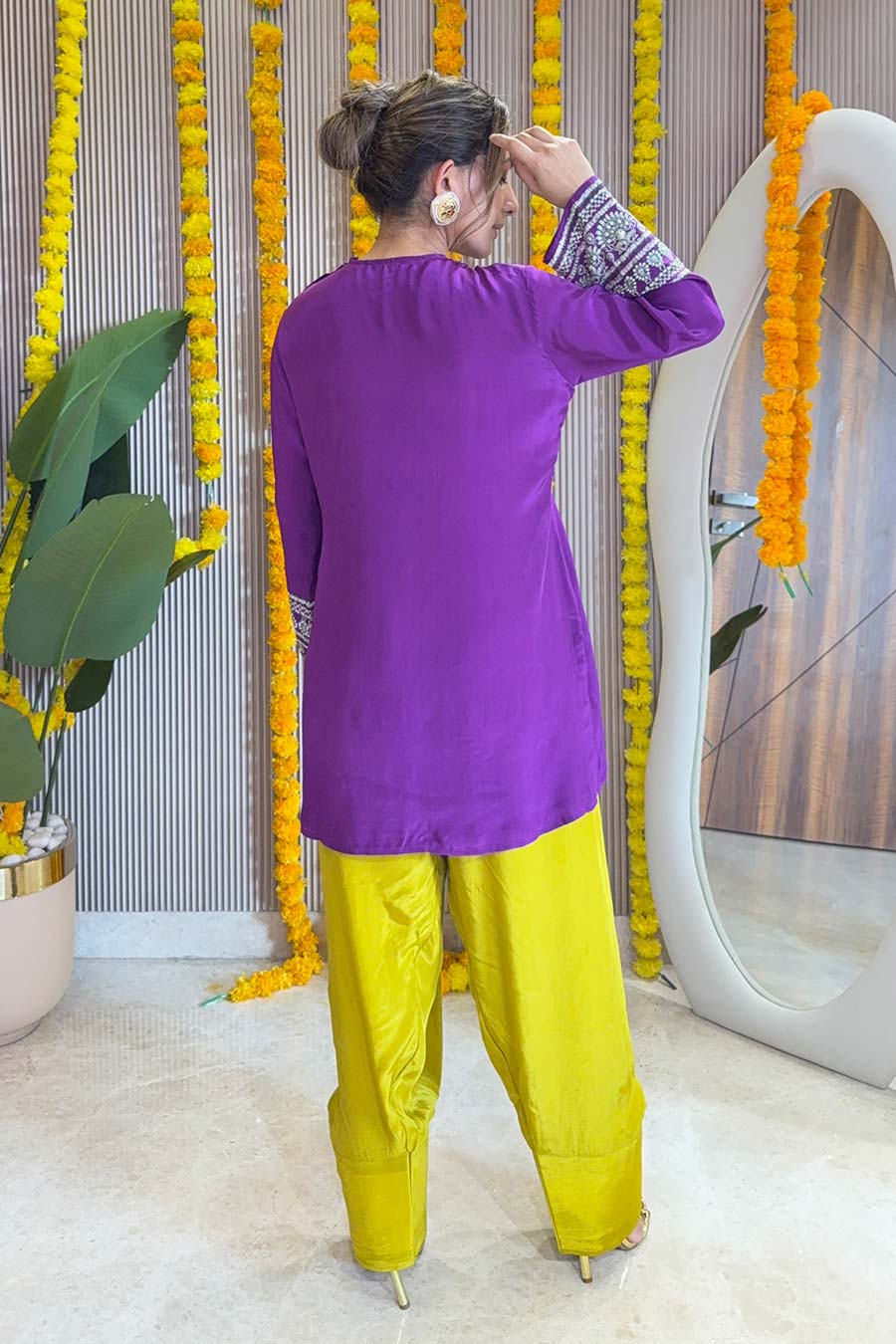 Zaira Purple-Yellow Kurta & Farshi Salwar Set