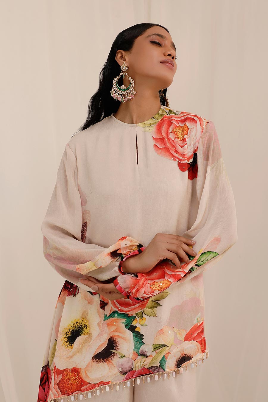 Peach Gul Dasta Embellished Top & Pant Co-Ord Set