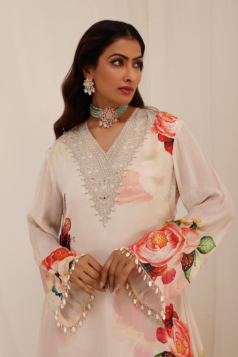 Peach Gul Dasta Embroidered Kurta & Pant Set