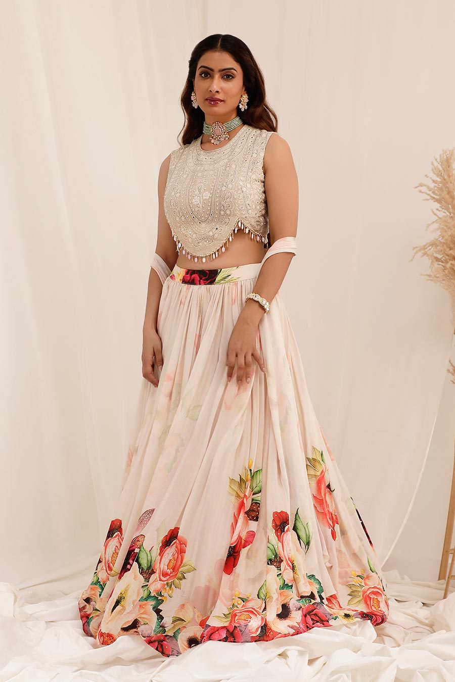Peach Gul Dasta Embroidered Lehenga Set