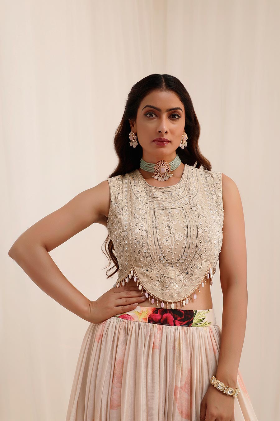 Peach Gul Dasta Embroidered Lehenga Set