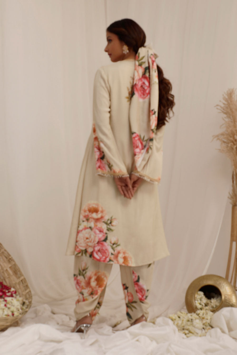 Beige Gul Kand Embellished Kurta Set