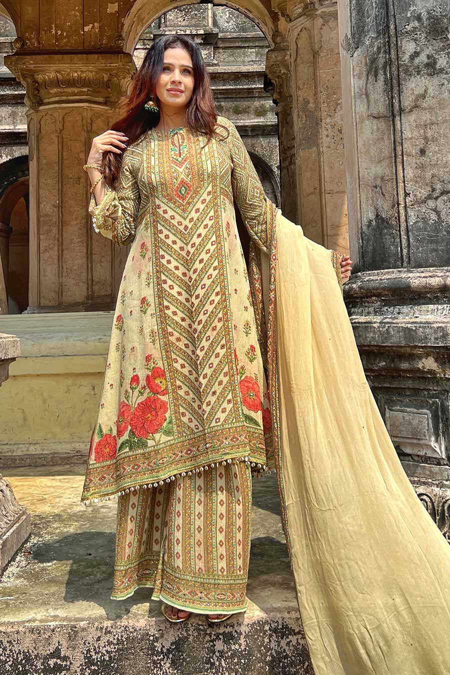 Ivory Khwaab Embellished A-line Kurta Set