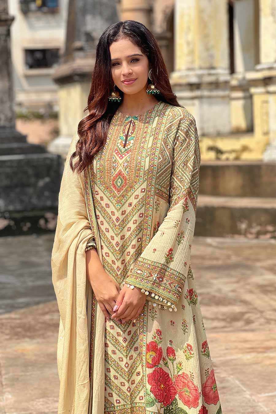 Ivory Khwaab Embellished A-line Kurta Set