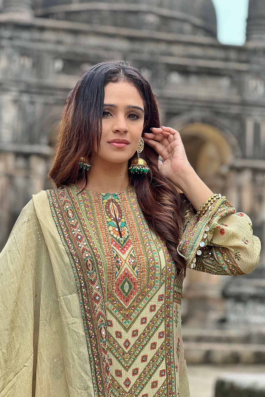 Ivory Khwaab Embellished A-line Kurta Set