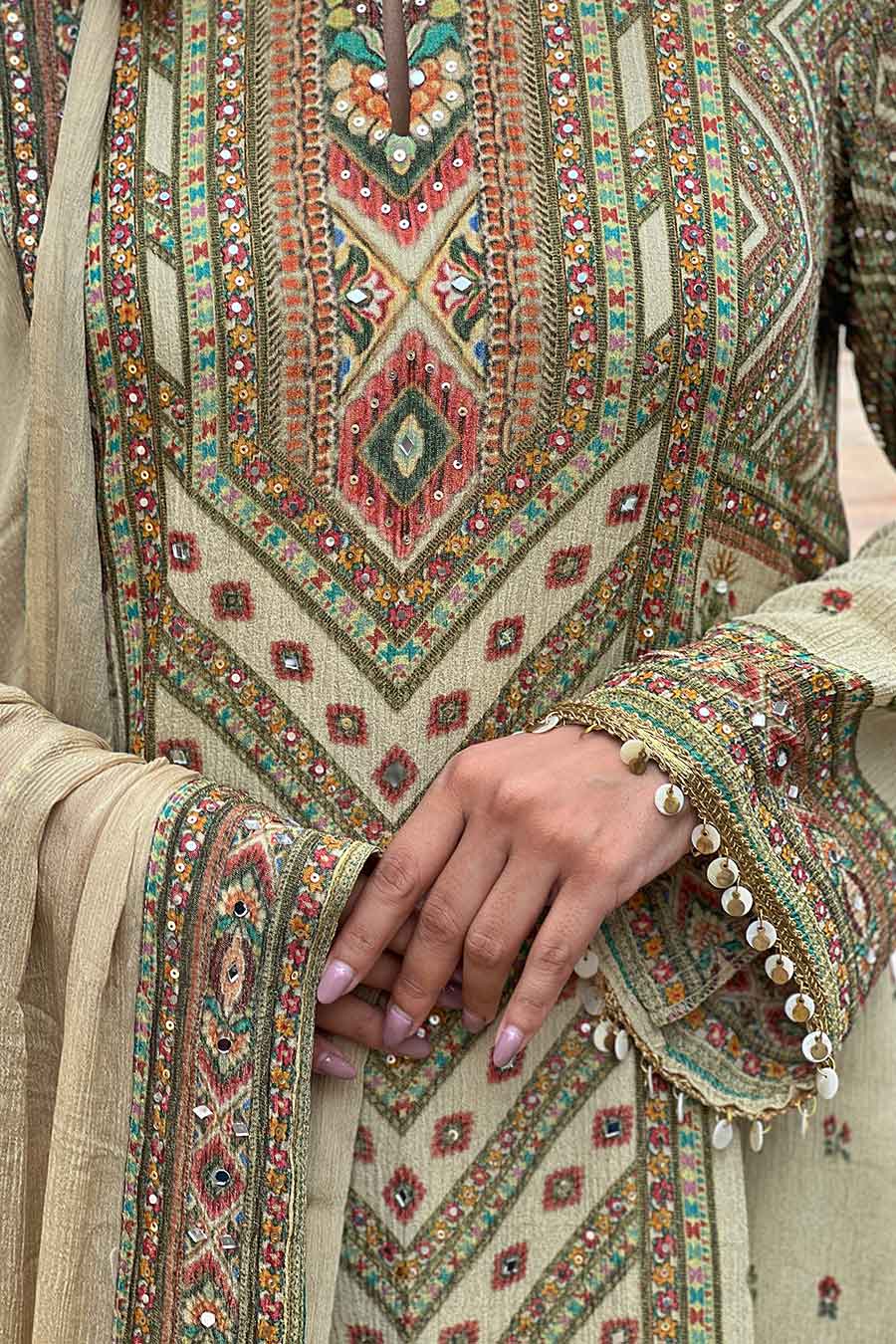 Ivory Khwaab Embellished A-line Kurta Set