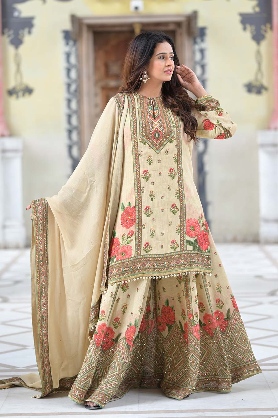 Ivory Khwaab Embellished Sharara Set