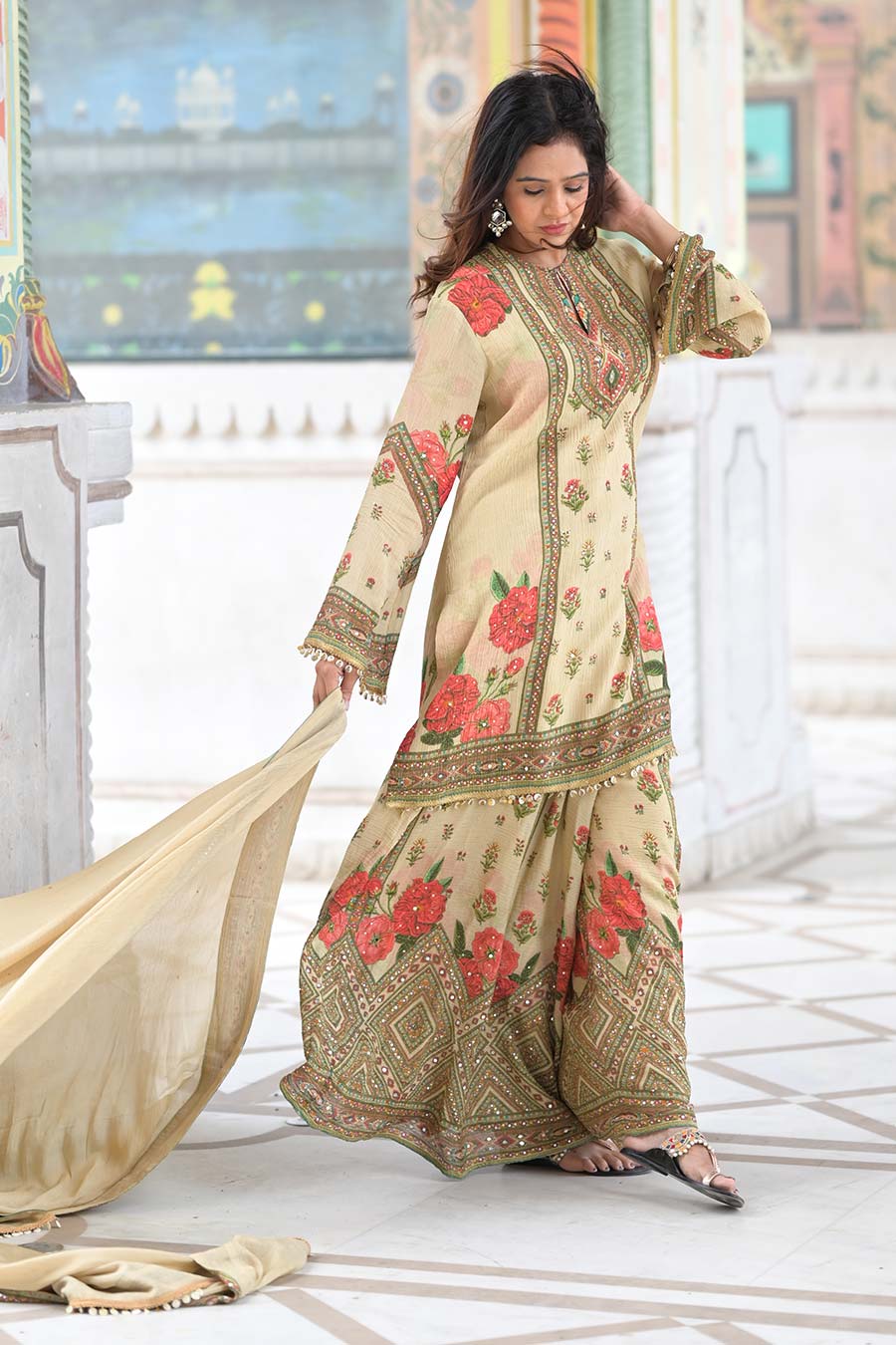 Ivory Khwaab Embellished Sharara Set
