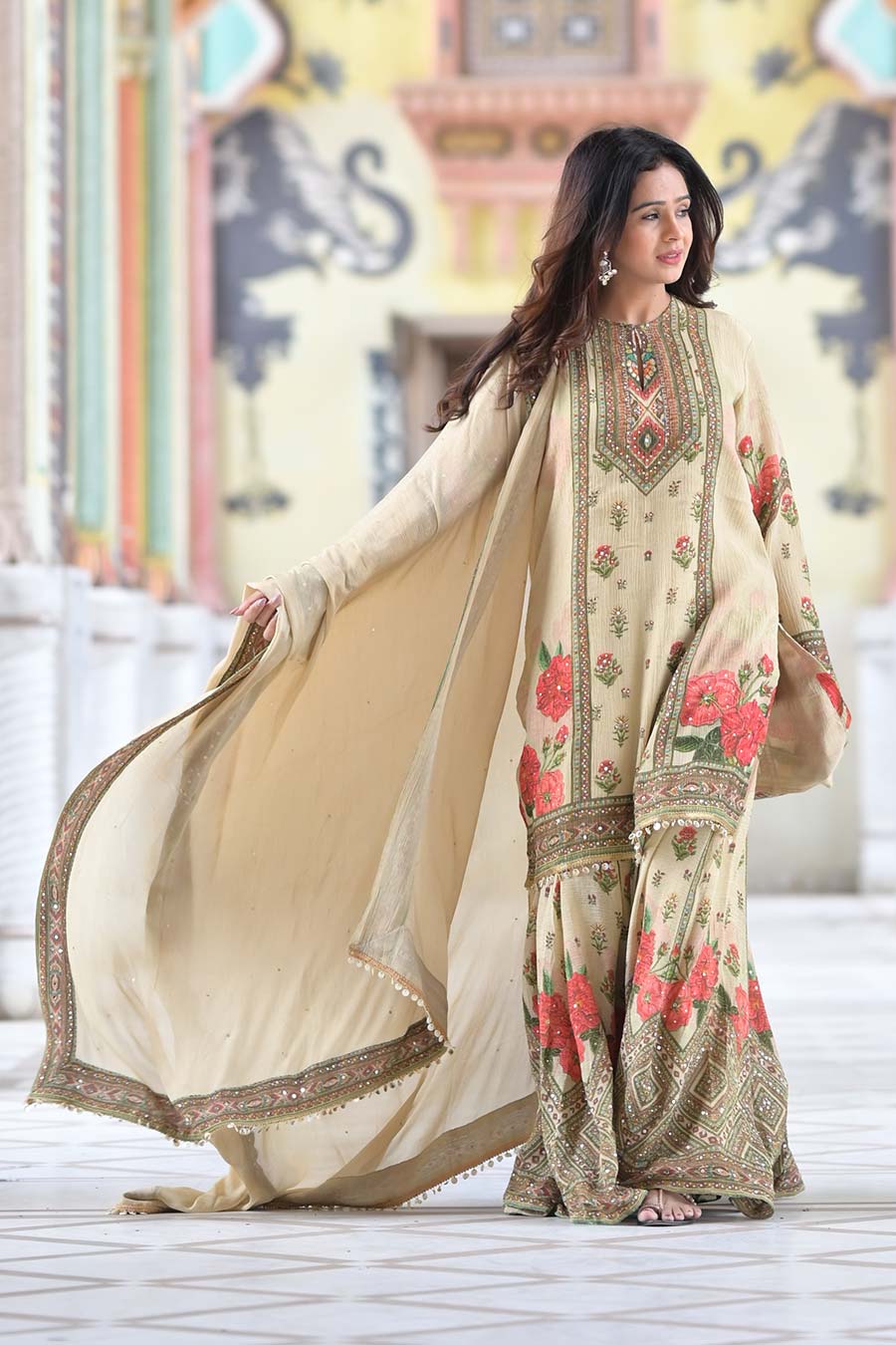 Ivory Khwaab Embellished Sharara Set