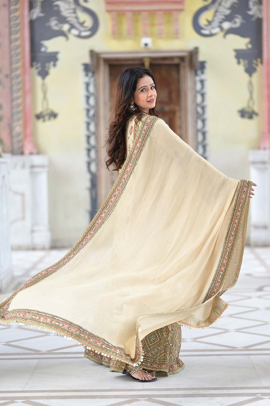 Ivory Khwaab Embellished Sharara Set