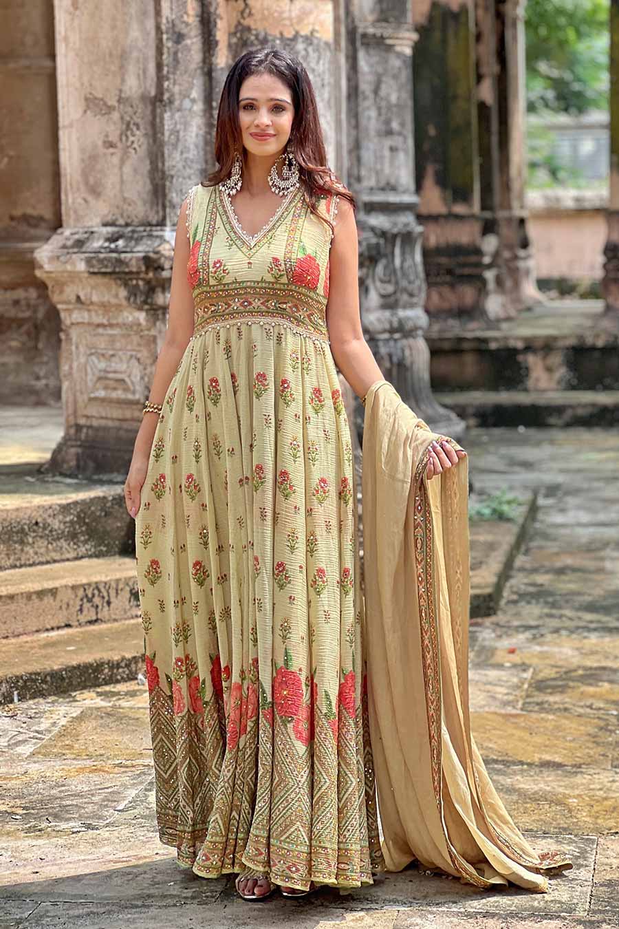 Ivory Khwaab Embellished Anarkali & Dupatta Set