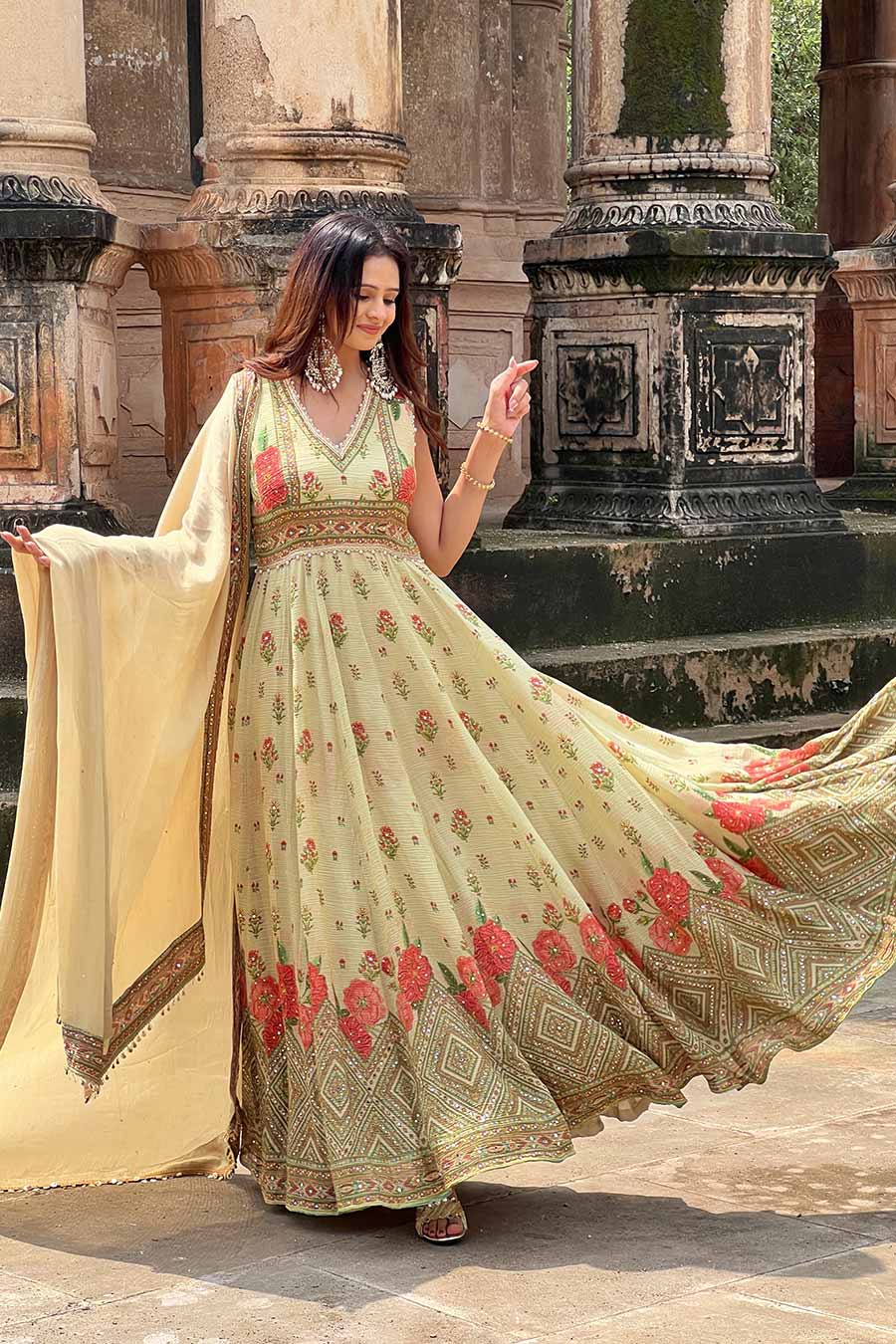 Ivory Khwaab Embellished Anarkali & Dupatta Set