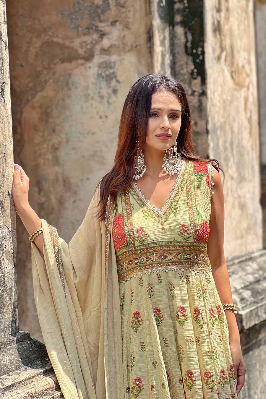 Ivory Khwaab Embellished Anarkali & Dupatta Set