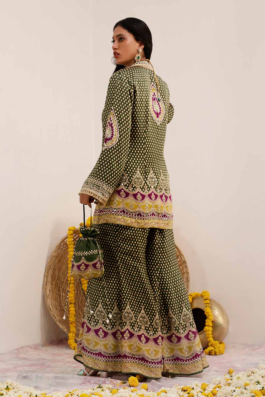Olive Noor Embroidered Blazer Co-Ord Set