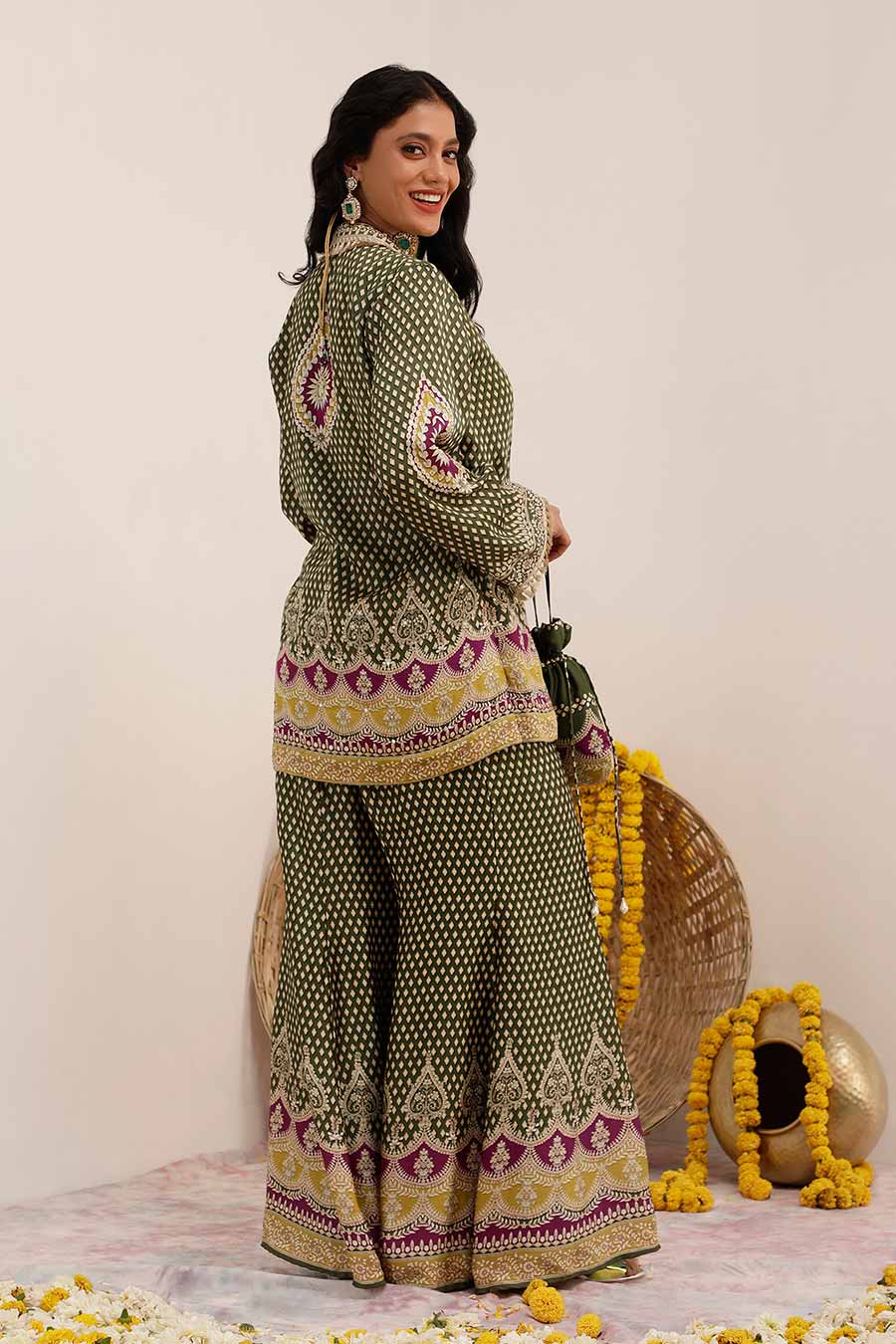 Olive Noor Embroidered Blazer Co-Ord Set