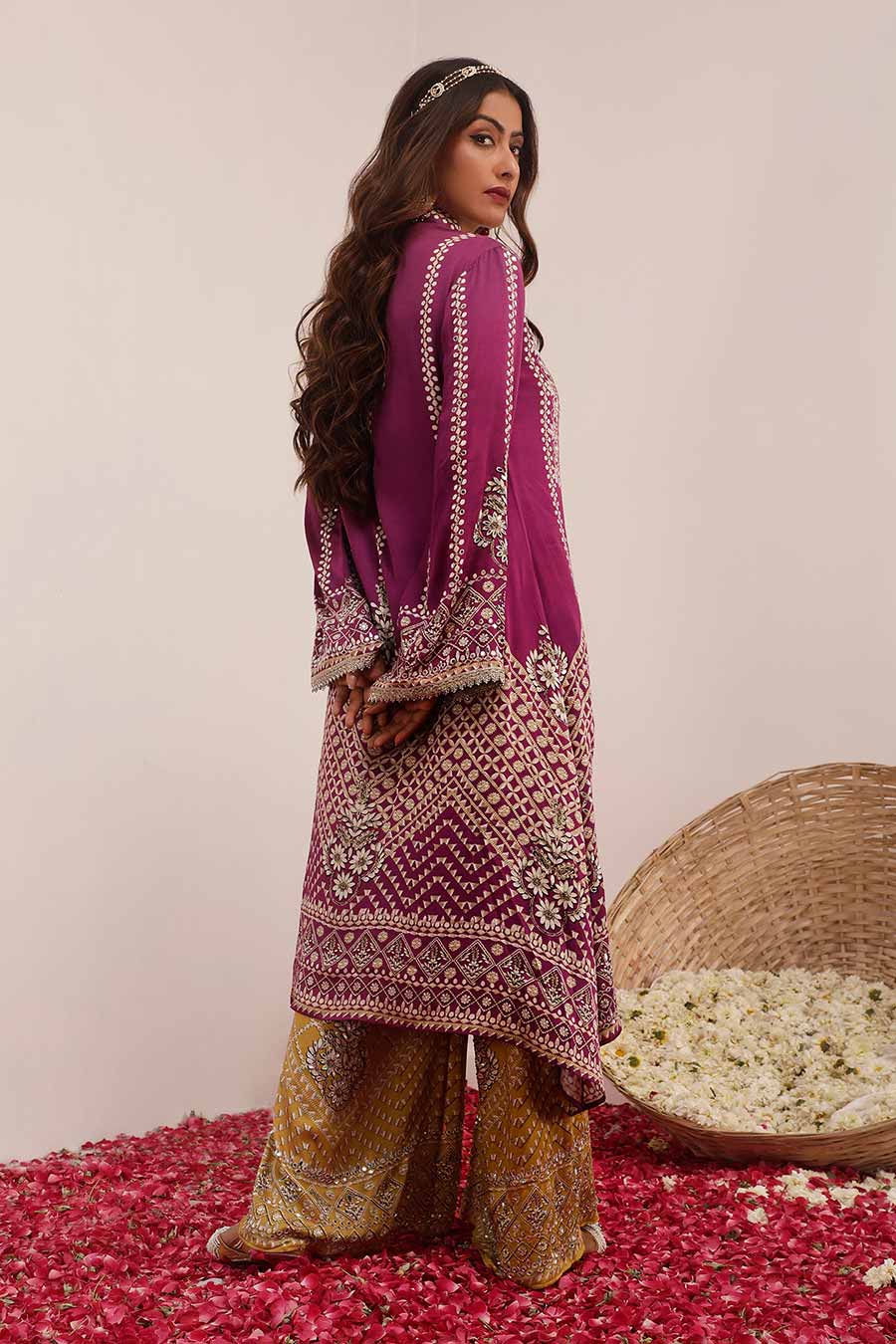 Purple & Mustard Son Chidhaiya Kurta & Pant Set