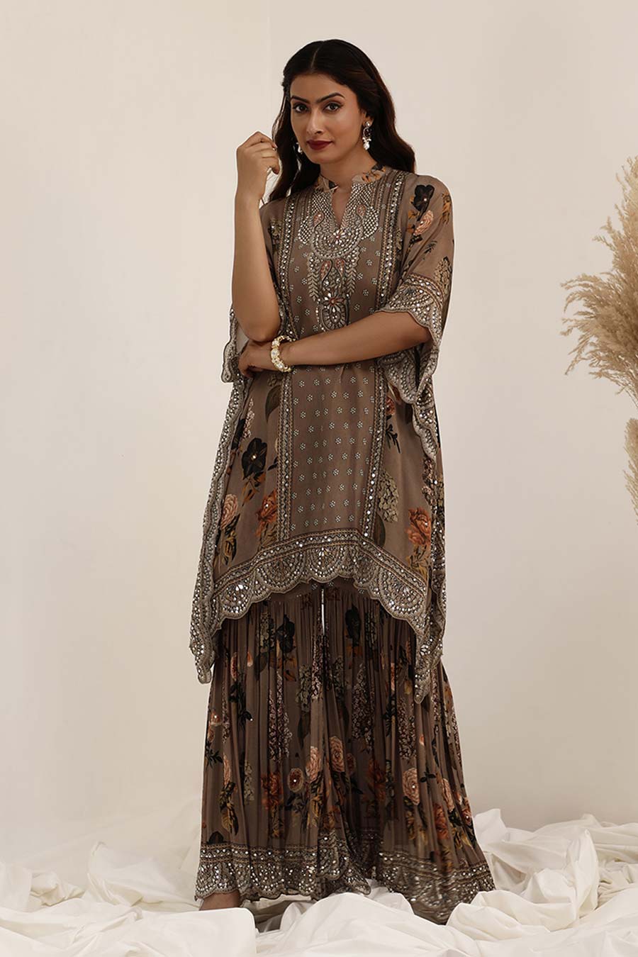 Judge Grey Aaina Embellished Kaftan & Gharara Set