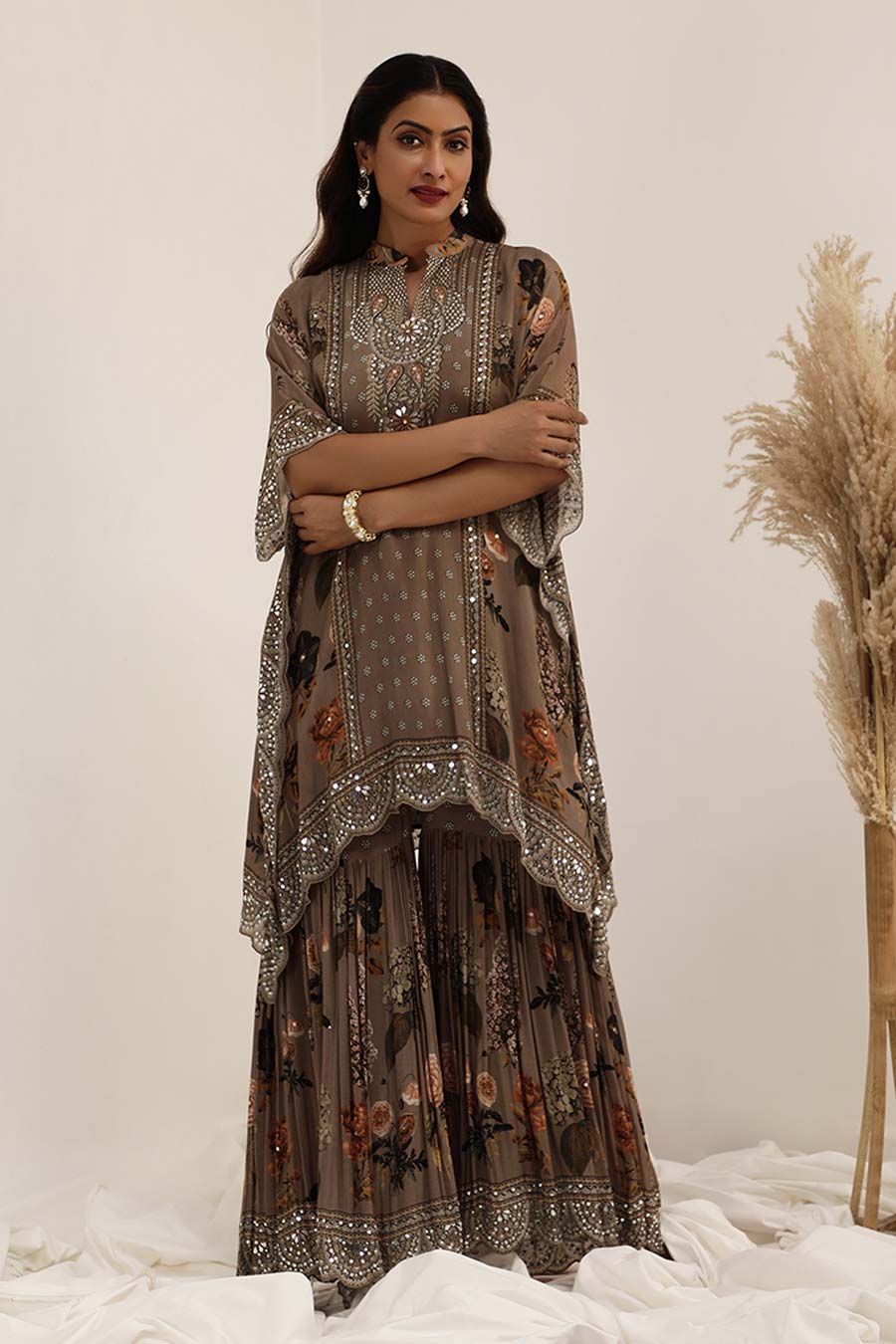 Judge Grey Aaina Embellished Kaftan & Gharara Set