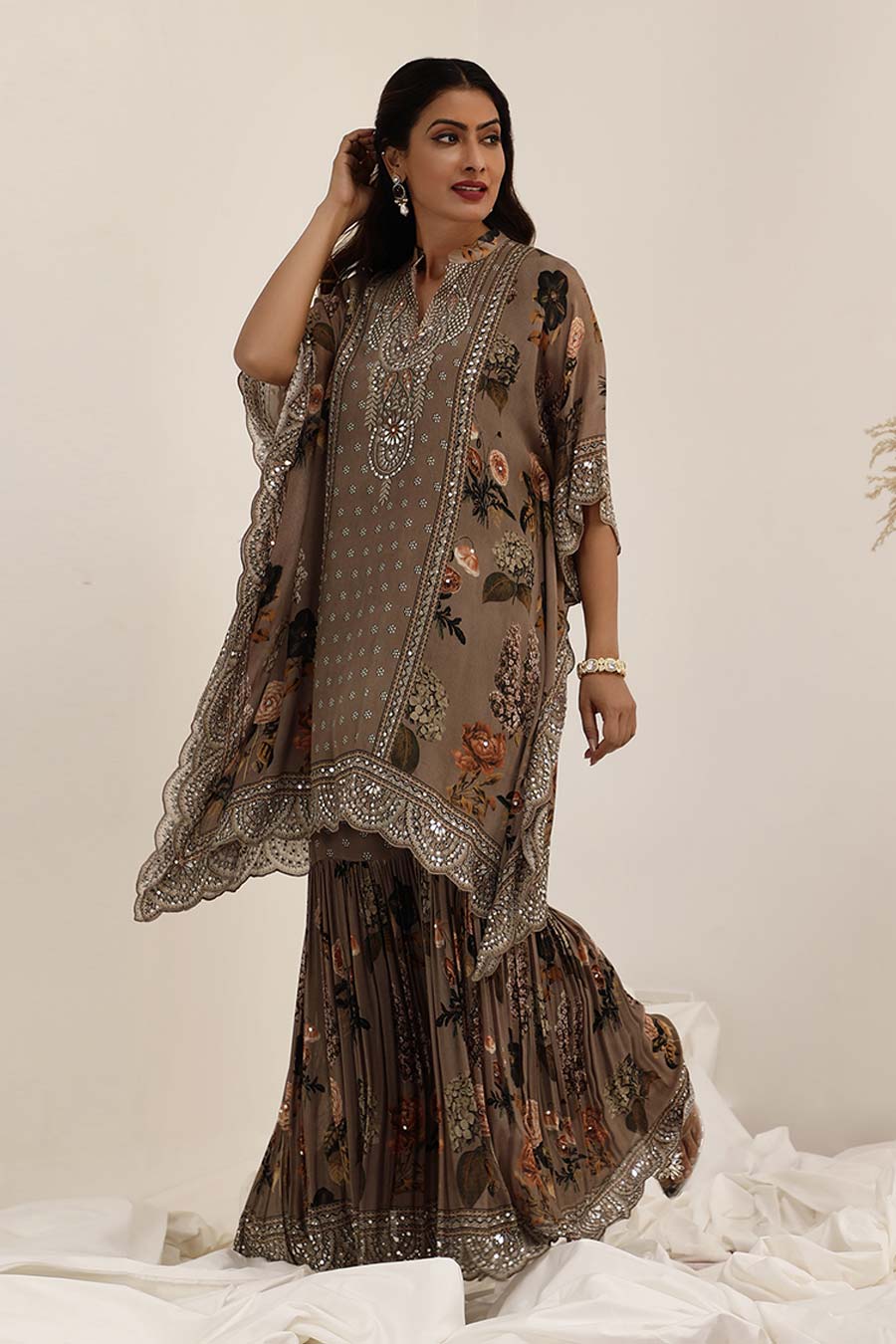 Judge Grey Aaina Embellished Kaftan & Gharara Set