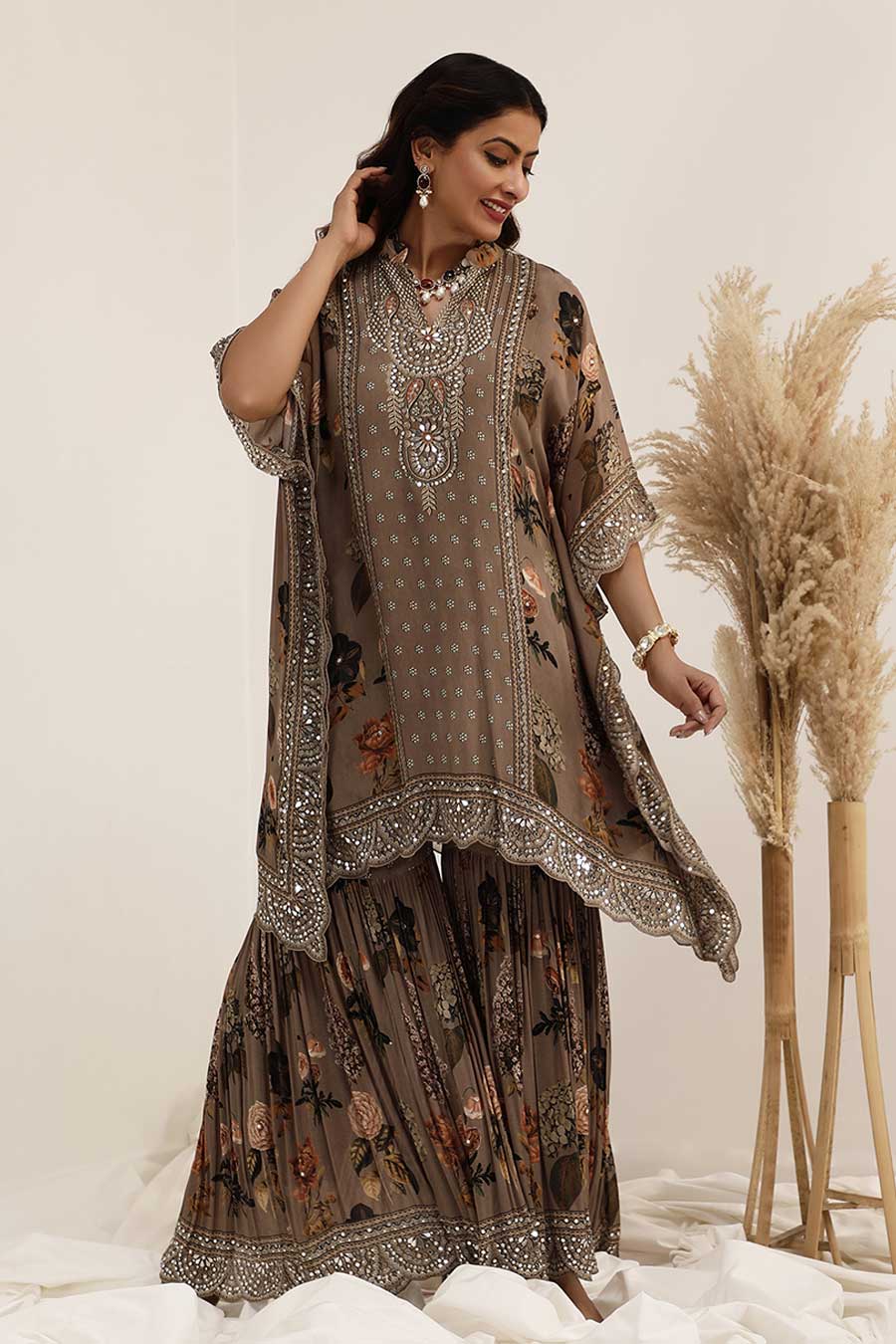 Judge Grey Aaina Embellished Kaftan & Gharara Set