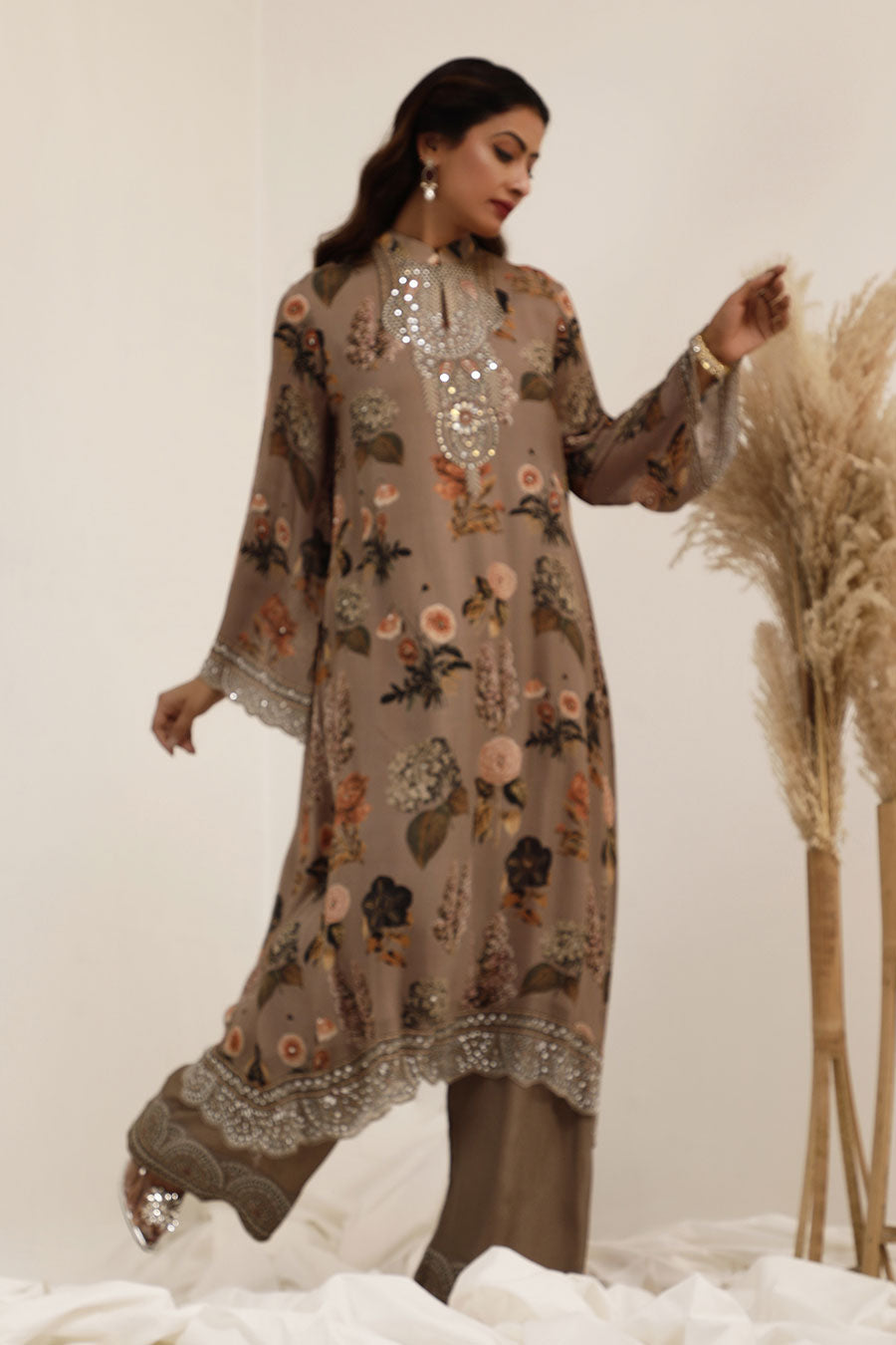Judge Grey Aaina Embellished A-Line kurta Set