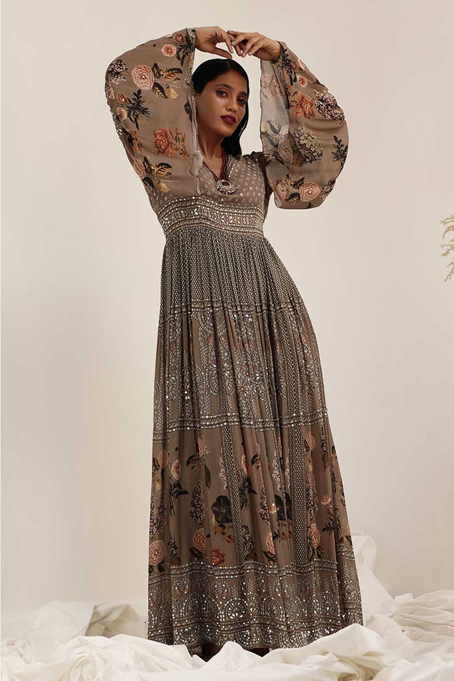 Judge Grey Aaina Embellished Anarkali