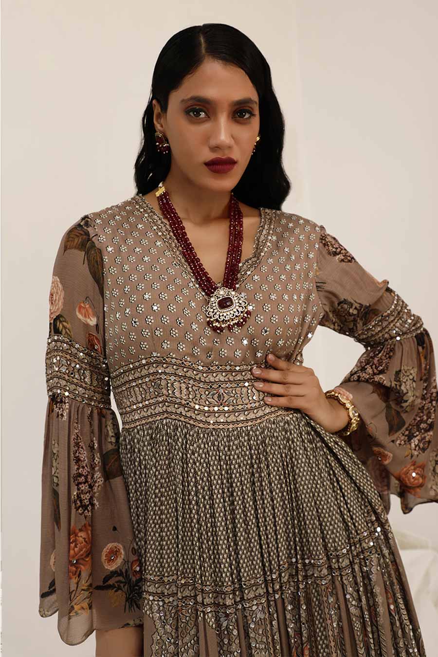Judge Grey Aaina Embellished Anarkali