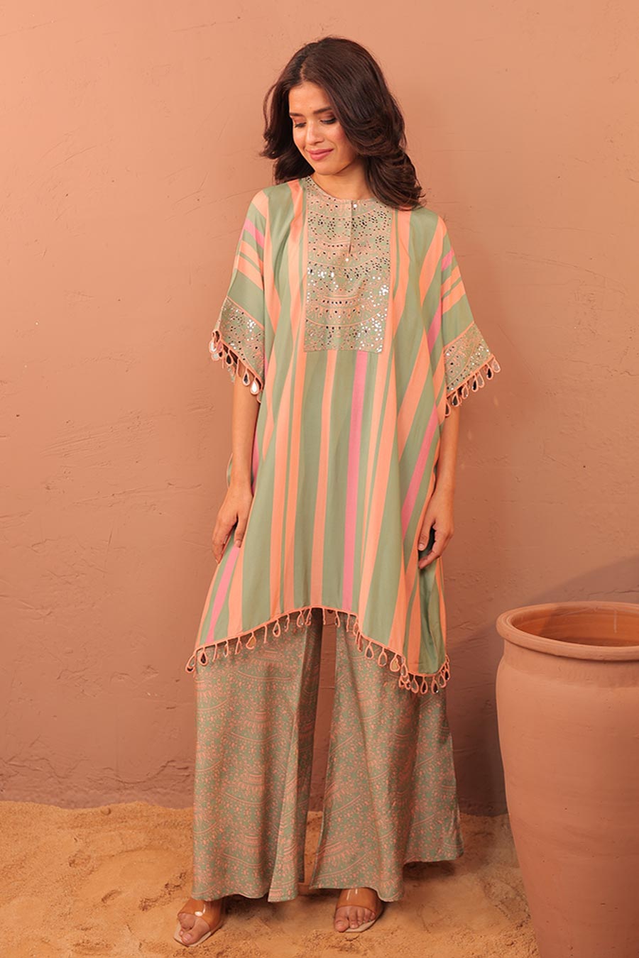 Multicolour Cassata Printed Kaftan & Pant Set