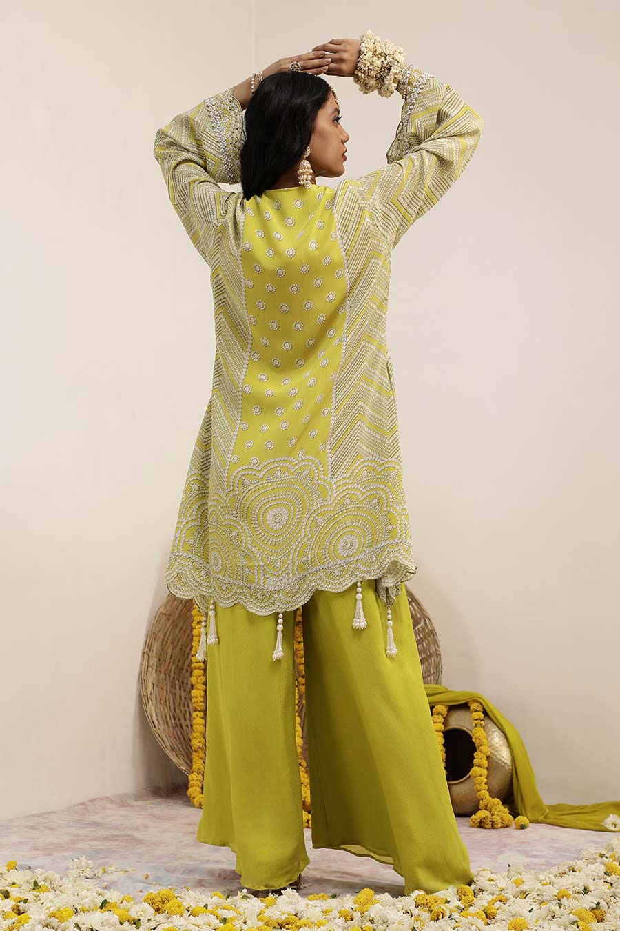 Lime Green Hoor Embellished A-Line Kurta Set