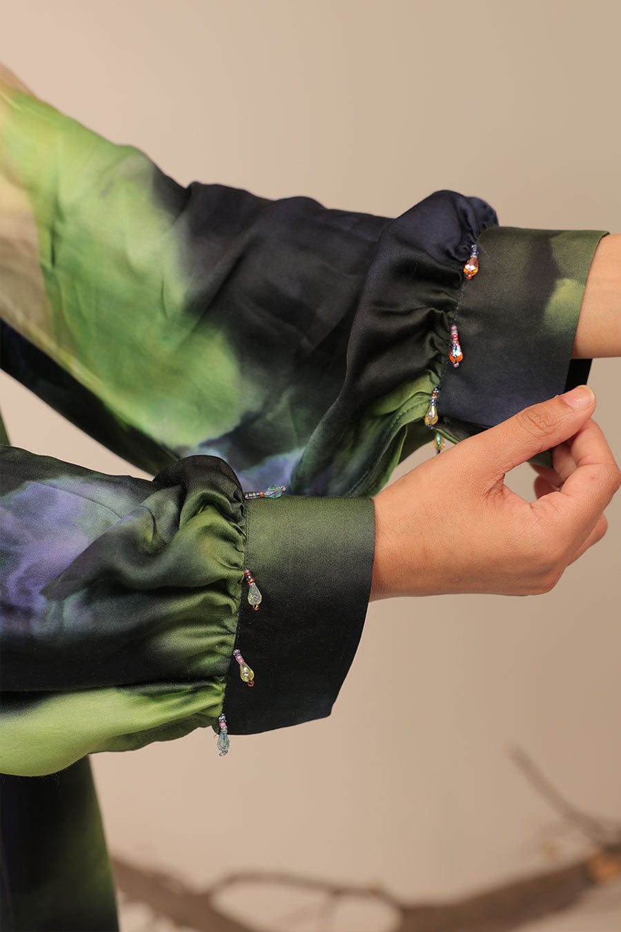 Blue & Green Jheel Printed A-Line Tunic Set