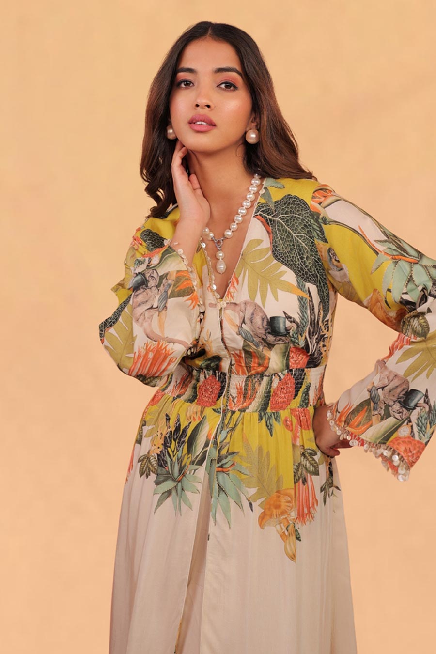 Mustard & Off-White Kokum Printed Tunic Set