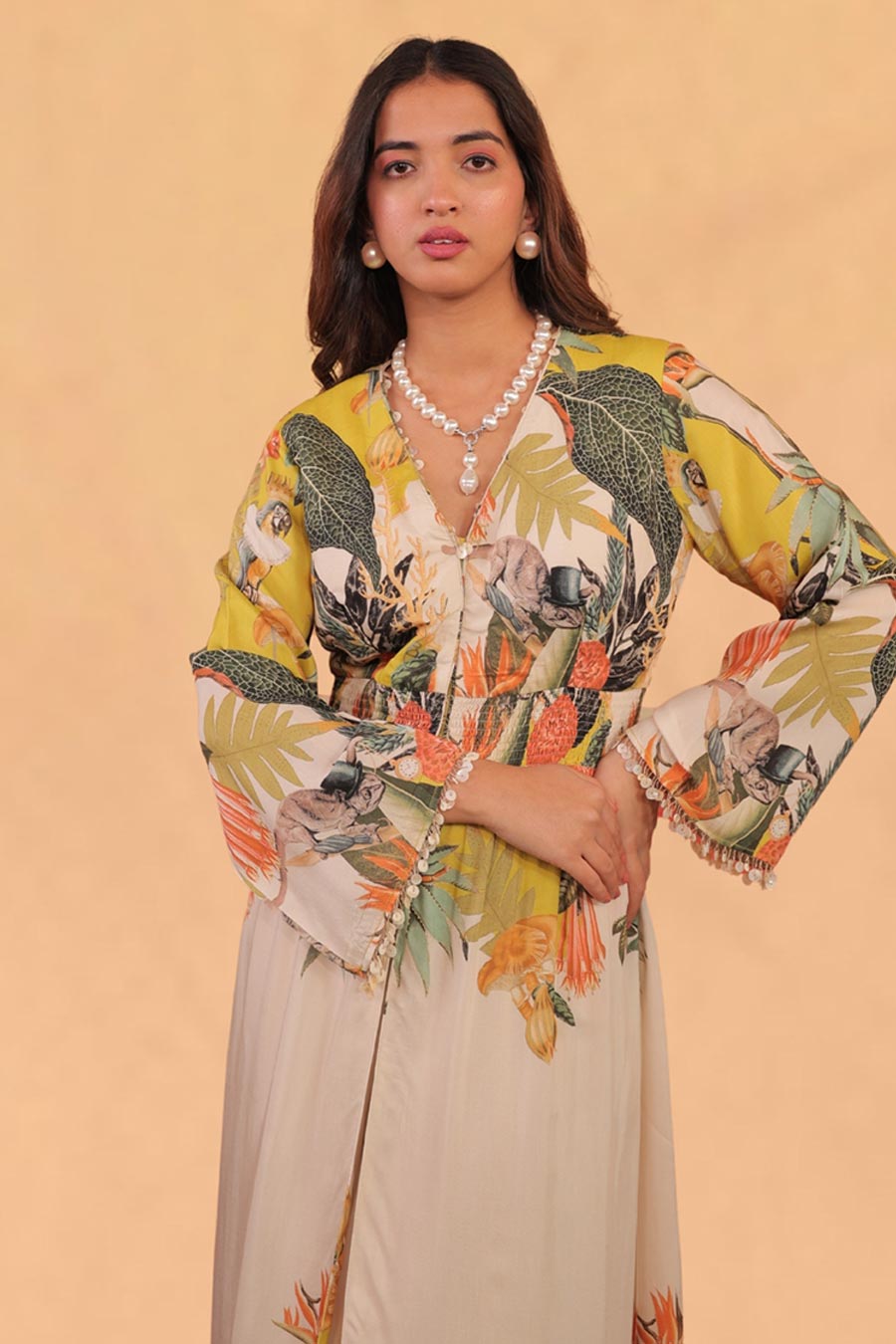 Mustard & Off-White Kokum Printed Tunic Set
