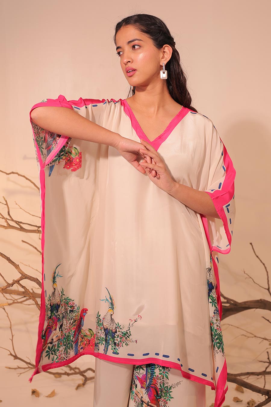 Off-White Parinda Printed Kaftan Set