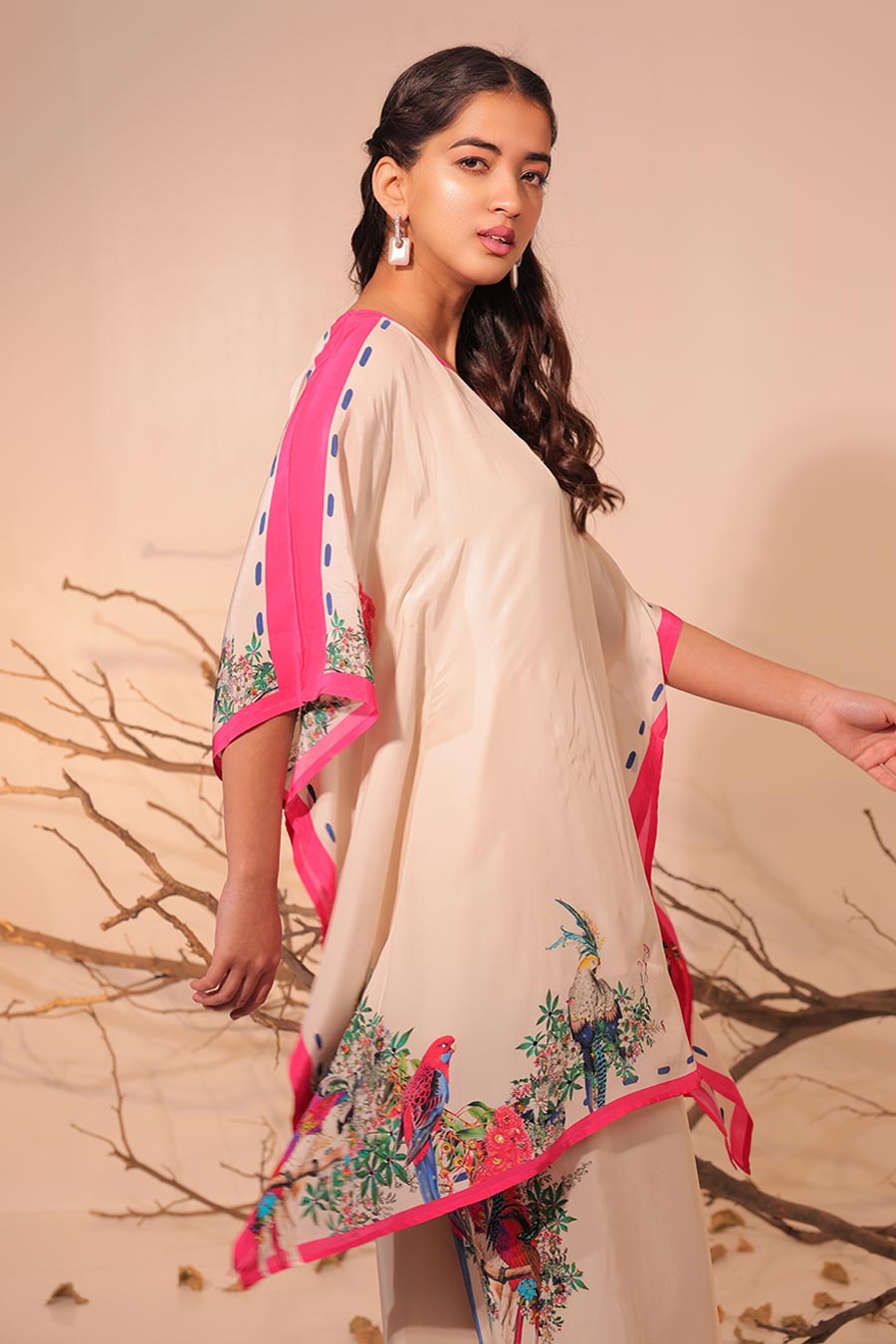 Off-White Parinda Printed Kaftan Set