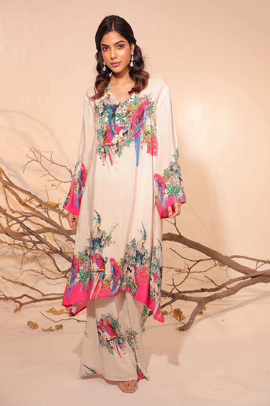 Off-White Parinda Printed A-Line Kurta Set